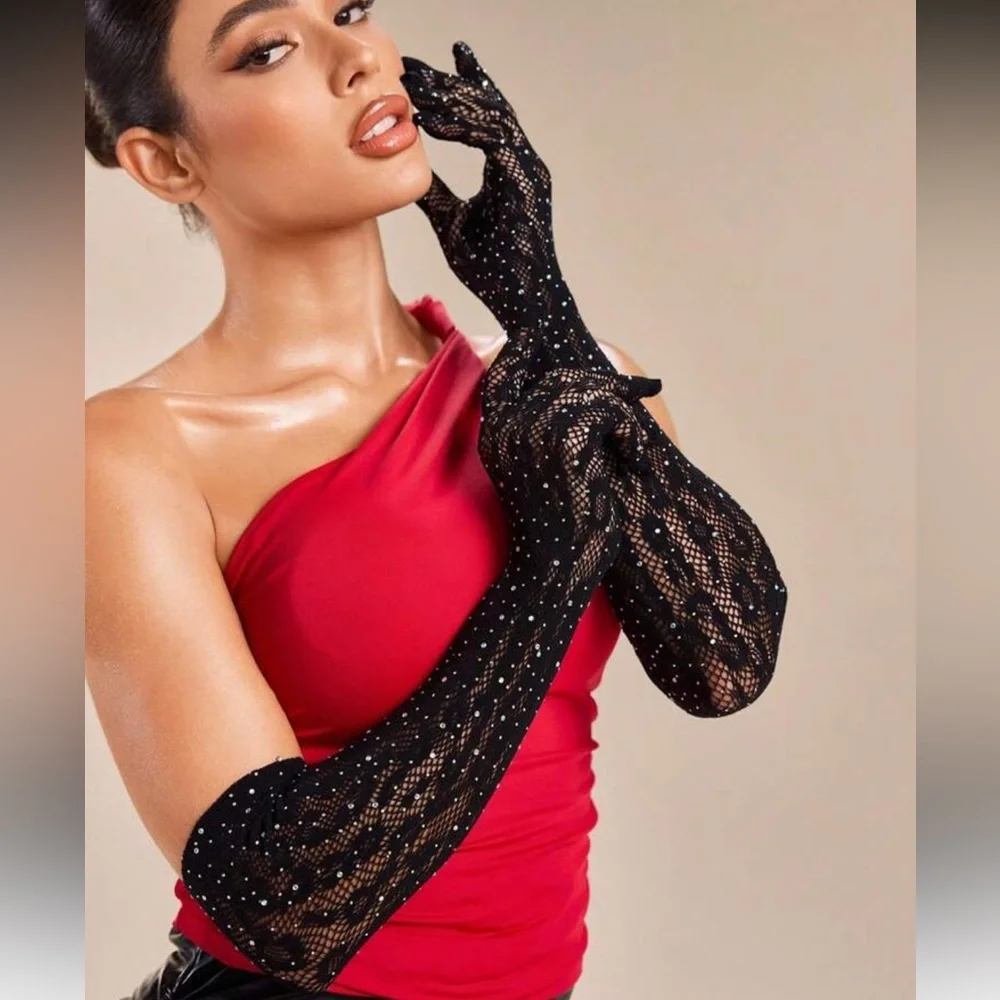 Wild For The Night Leopard Rhinestone Gloves NEW 🏷️